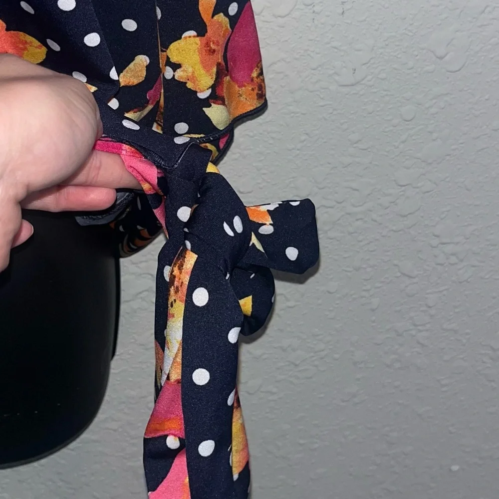 Polka Dot Wrap Top with flutter sleeves - Picture 5 of 10
